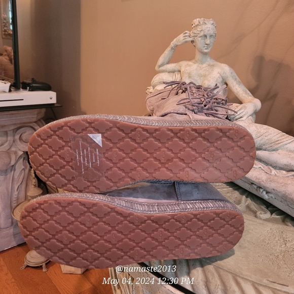 UGG Mammoth Moccasin Womens Gray Water Resistant Suede Tall Fringe Boots #761 - Picture 14 of 15